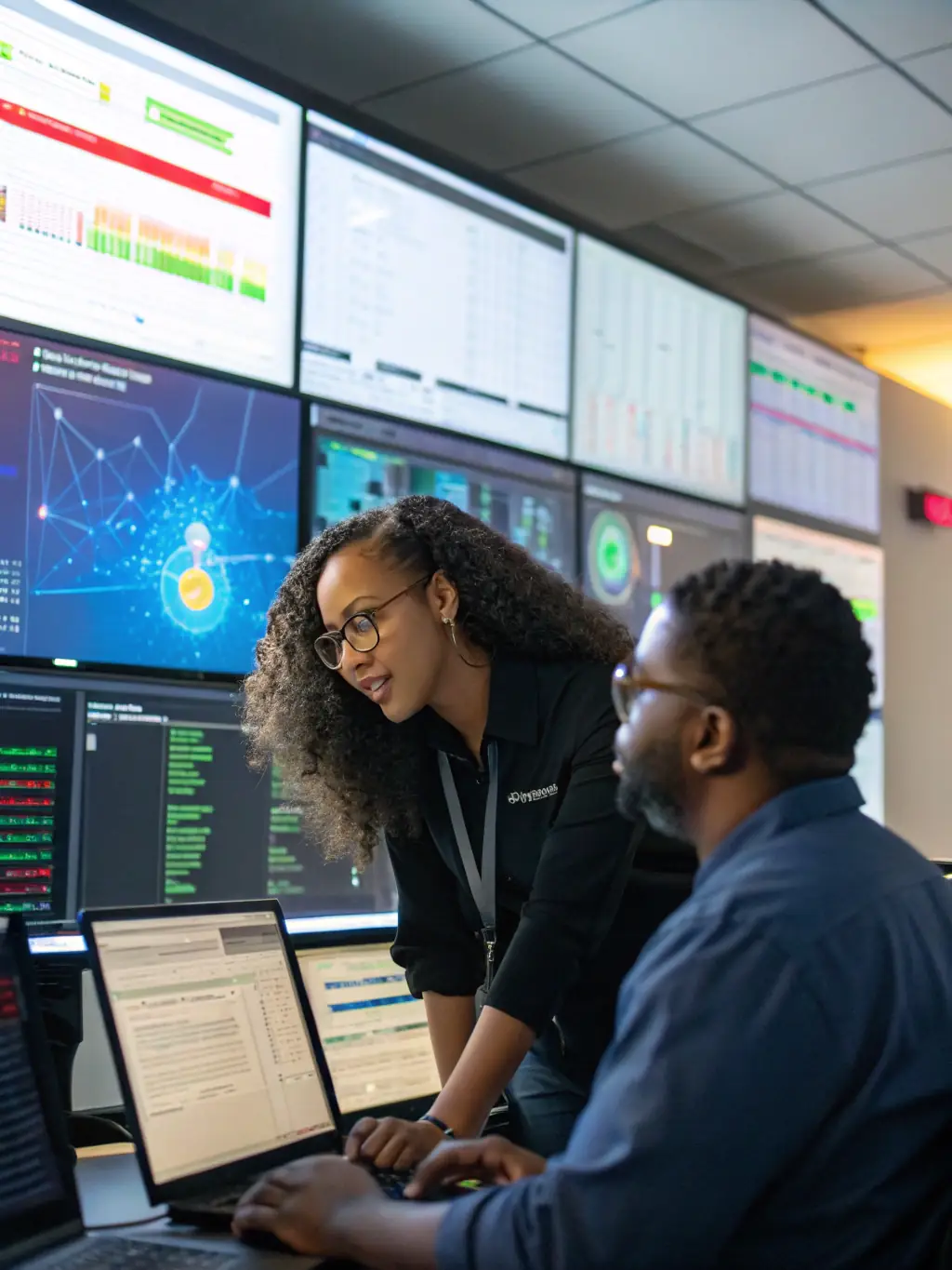 A photo of IT professionals monitoring a network operations center, highlighting the managed IT services provided by Vegas IT Pros.